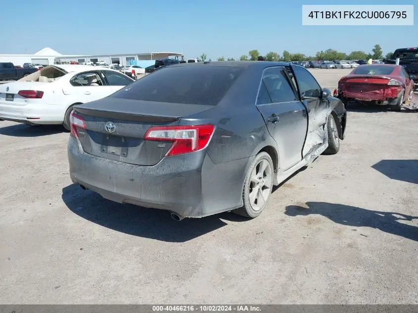 4T1BK1FK2CU006795 2012 Toyota Camry Se V6