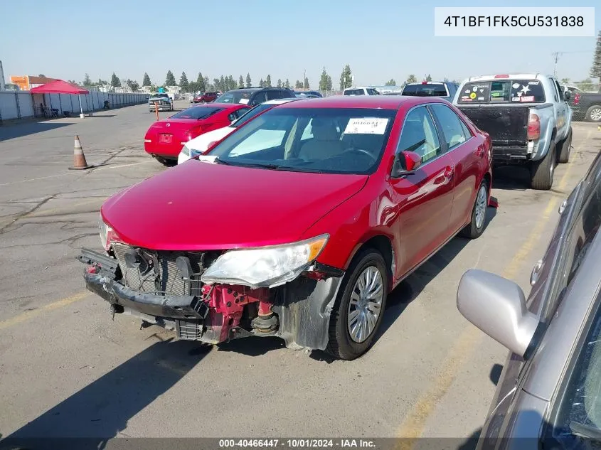 2012 Toyota Camry Se/Le/Xle VIN: 4T1BF1FK5CU531838 Lot: 40466447