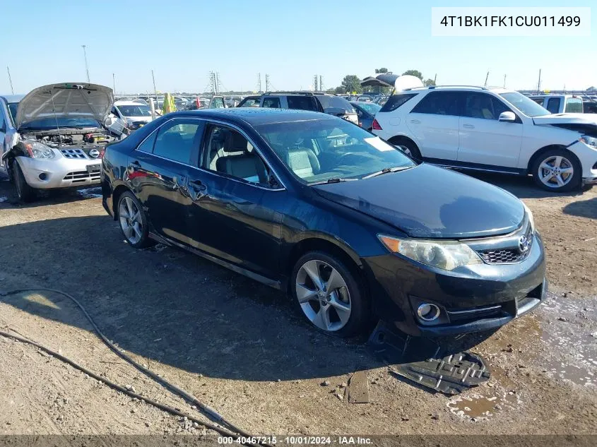 4T1BK1FK1CU011499 2012 Toyota Camry Se V6