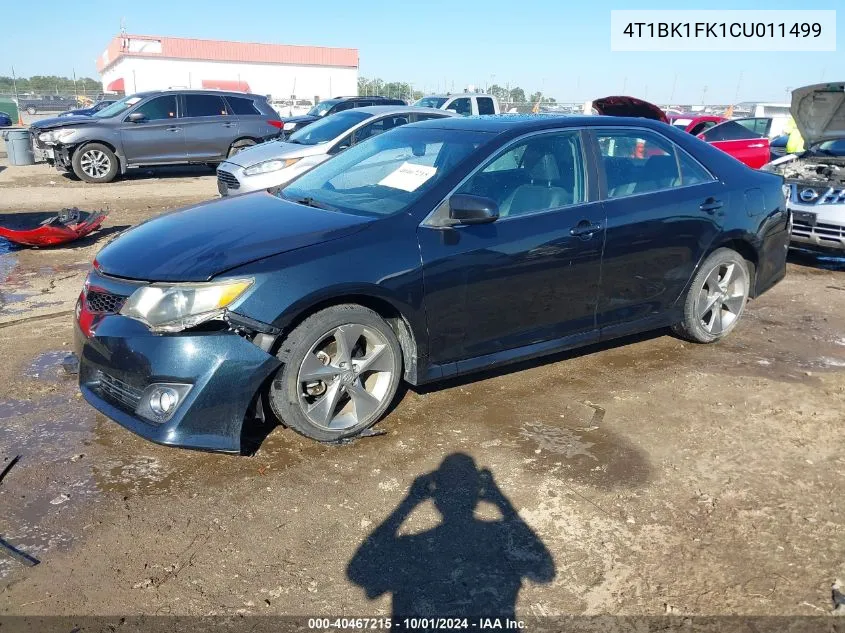 2012 Toyota Camry Se V6 VIN: 4T1BK1FK1CU011499 Lot: 40467215