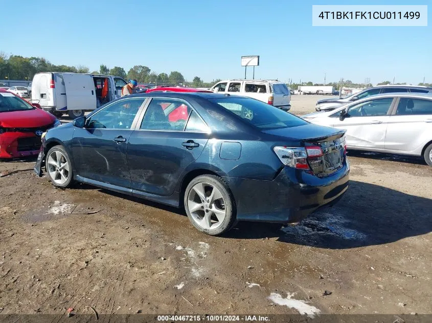 4T1BK1FK1CU011499 2012 Toyota Camry Se V6