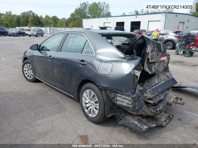 4T4BF1FKXCR214305 2012 Toyota Camry Le