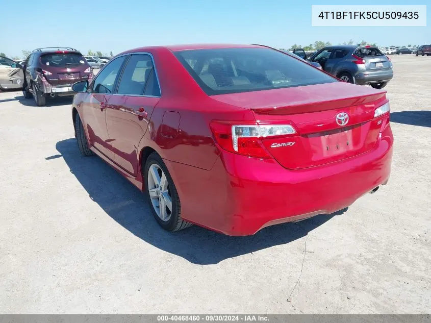 2012 Toyota Camry Se VIN: 4T1BF1FK5CU509435 Lot: 40468460