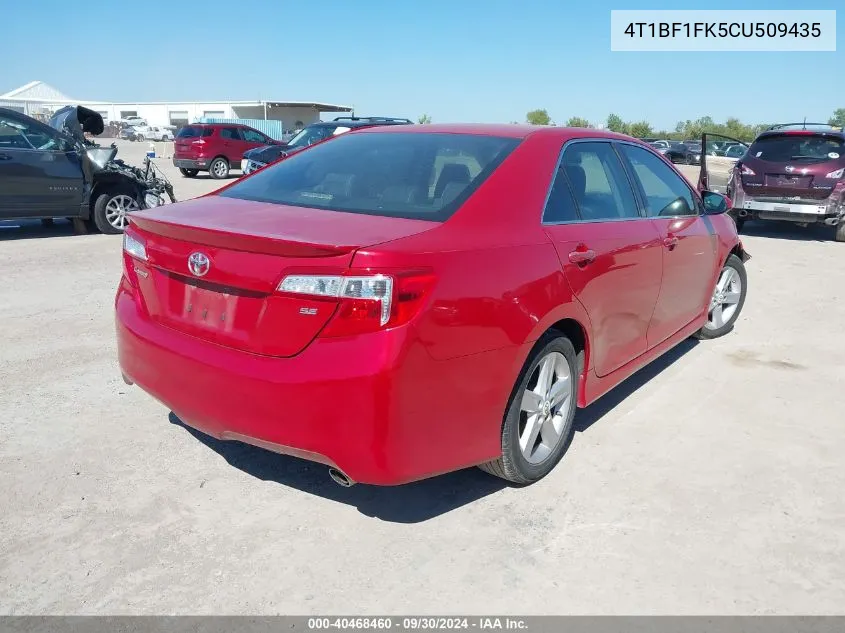 2012 Toyota Camry Se VIN: 4T1BF1FK5CU509435 Lot: 40468460