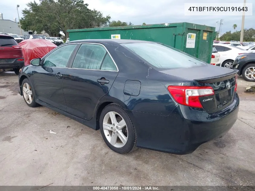 2012 Toyota Camry Se VIN: 4T1BF1FK9CU191643 Lot: 40473058