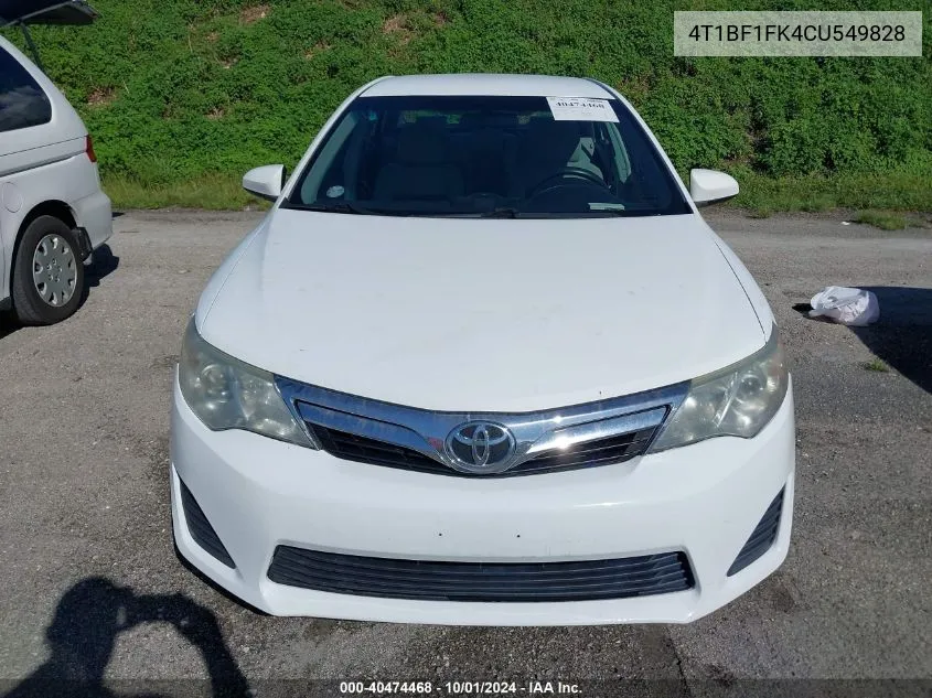 2012 Toyota Camry Se/Le/Xle VIN: 4T1BF1FK4CU549828 Lot: 40474468