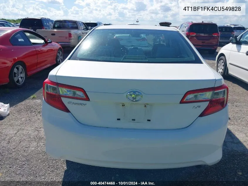 2012 Toyota Camry Se/Le/Xle VIN: 4T1BF1FK4CU549828 Lot: 40474468