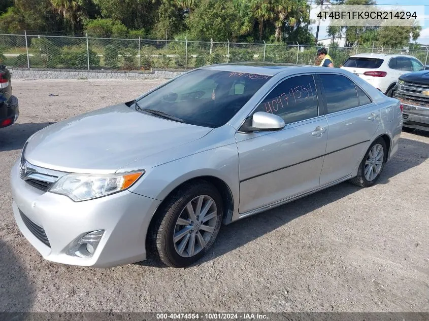 2012 Toyota Camry Xle VIN: 4T4BF1FK9CR214294 Lot: 40474554