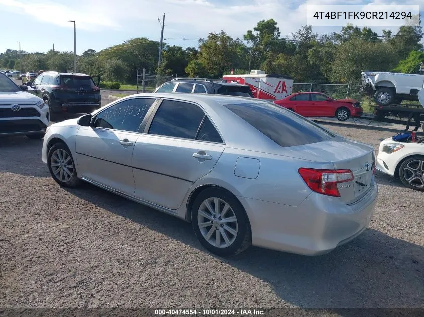 2012 Toyota Camry Xle VIN: 4T4BF1FK9CR214294 Lot: 40474554