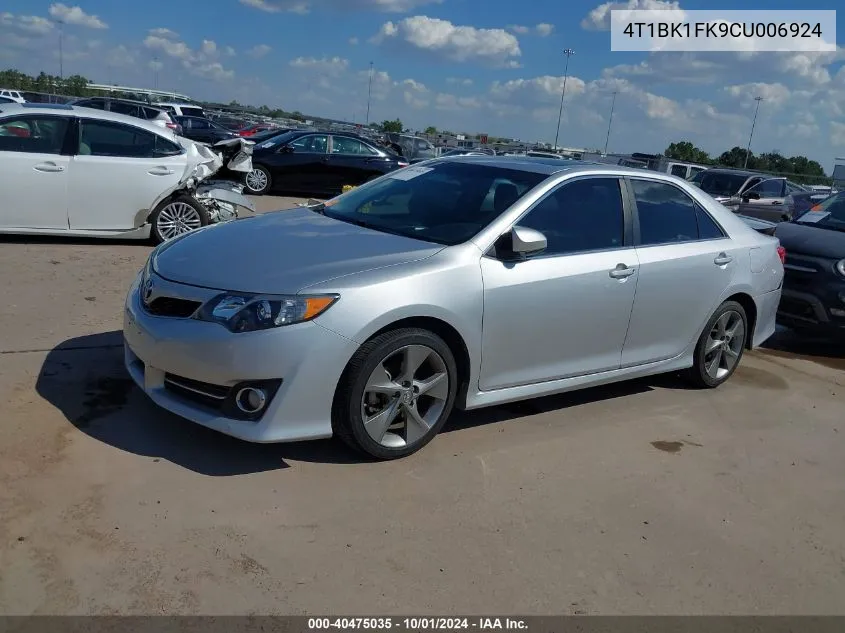 2012 Toyota Camry Se V6 VIN: 4T1BK1FK9CU006924 Lot: 40475035