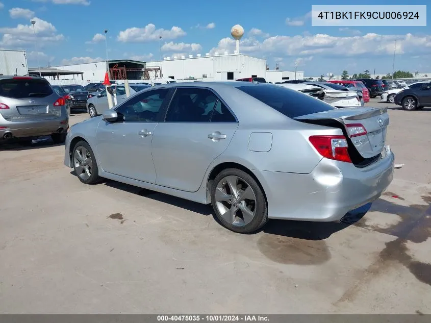 4T1BK1FK9CU006924 2012 Toyota Camry Se V6