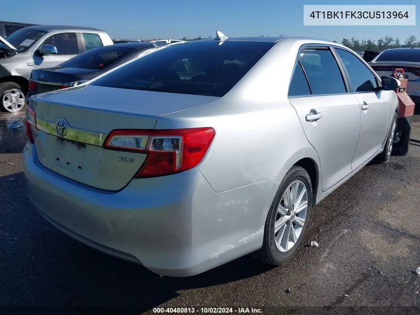 2012 Toyota Camry Xle V6 VIN: 4T1BK1FK3CU513964 Lot: 40480813