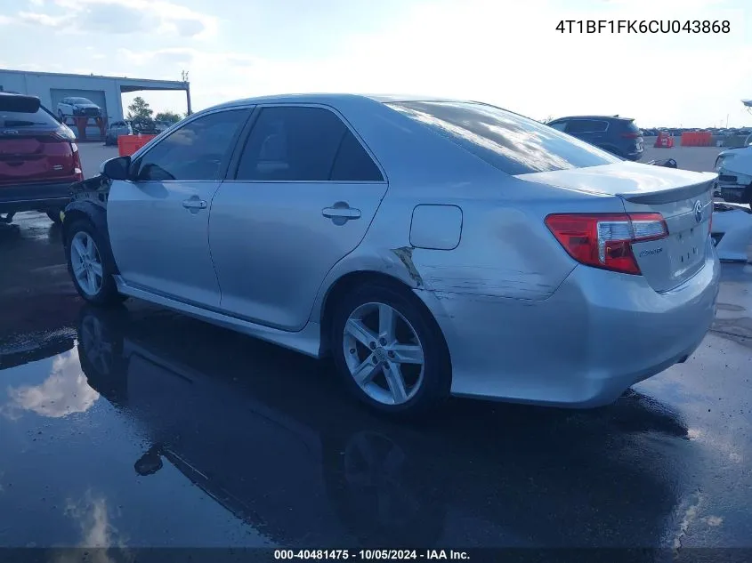 2012 Toyota Camry Se VIN: 4T1BF1FK6CU043868 Lot: 40481475