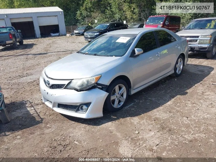 2012 Toyota Camry Se/Le/Xle VIN: 4T1BF1FK0CU190767 Lot: 40486807