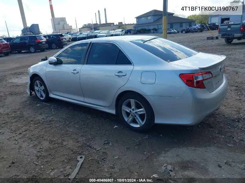 2012 Toyota Camry Se/Le/Xle VIN: 4T1BF1FK0CU190767 Lot: 40486807