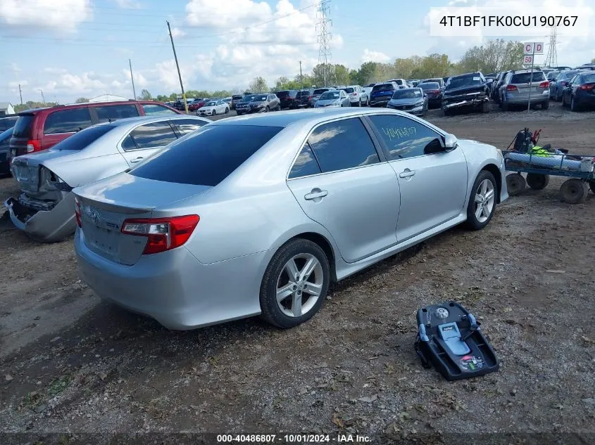 2012 Toyota Camry Se/Le/Xle VIN: 4T1BF1FK0CU190767 Lot: 40486807