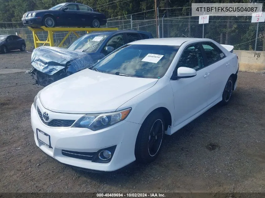 2012 Toyota Camry Se VIN: 4T1BF1FK5CU504087 Lot: 40489694