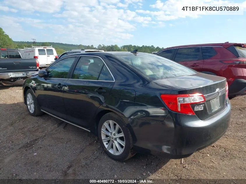 2012 Toyota Camry Xle VIN: 4T1BF1FK8CU570889 Lot: 40490772