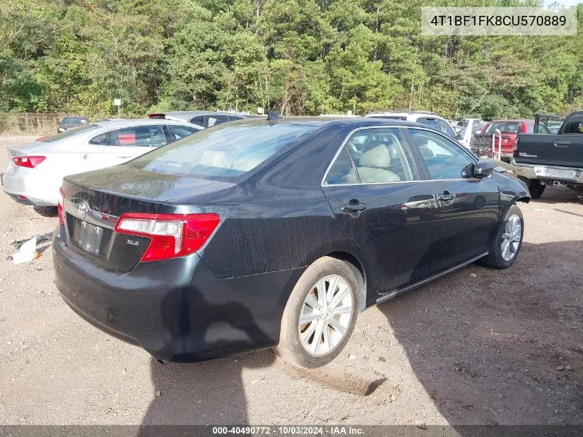 2012 Toyota Camry Xle VIN: 4T1BF1FK8CU570889 Lot: 40490772