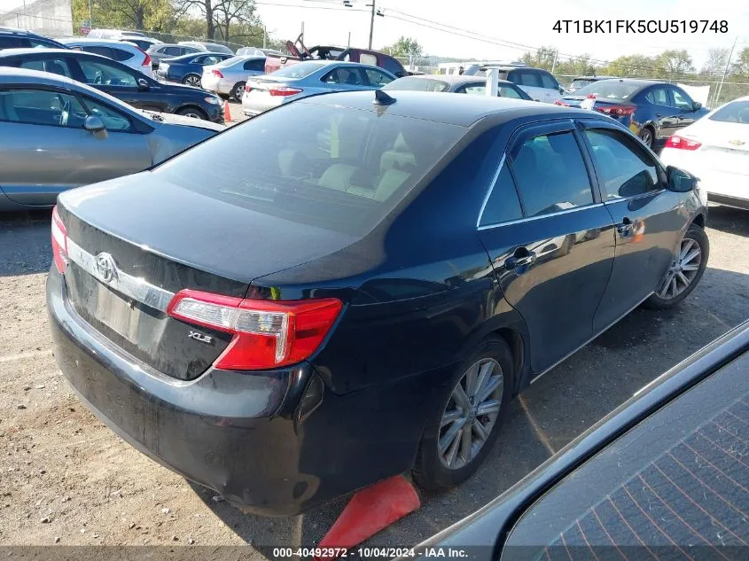 2012 Toyota Camry Xle V6 VIN: 4T1BK1FK5CU519748 Lot: 40492972