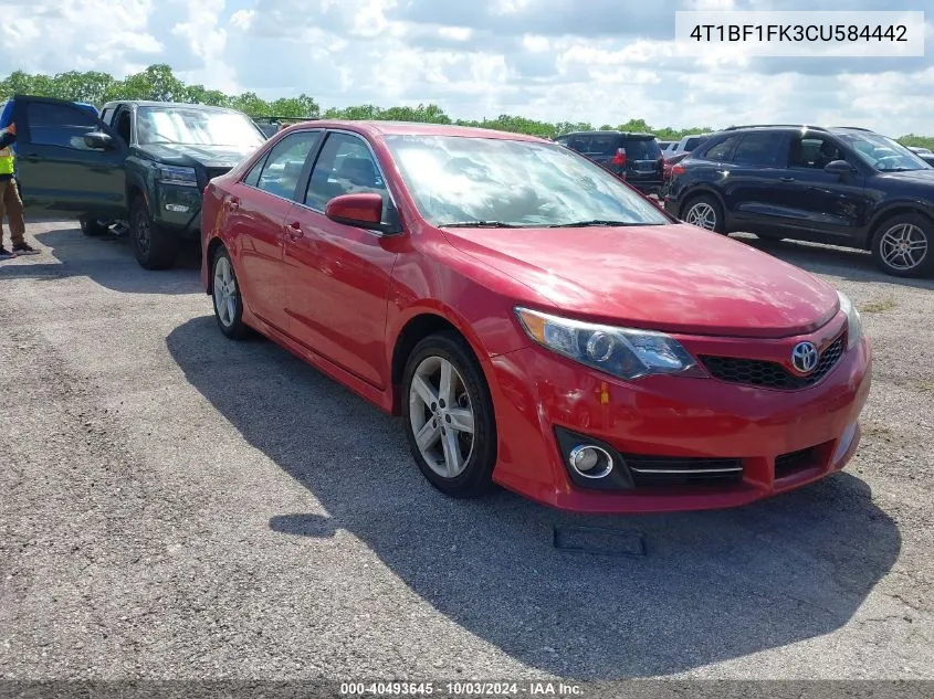 2012 Toyota Camry Se VIN: 4T1BF1FK3CU584442 Lot: 40493645