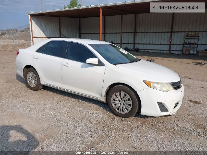 2012 Toyota Camry Se/Le/Xle VIN: 4T4BF1FK2CR195541 Lot: 40505008