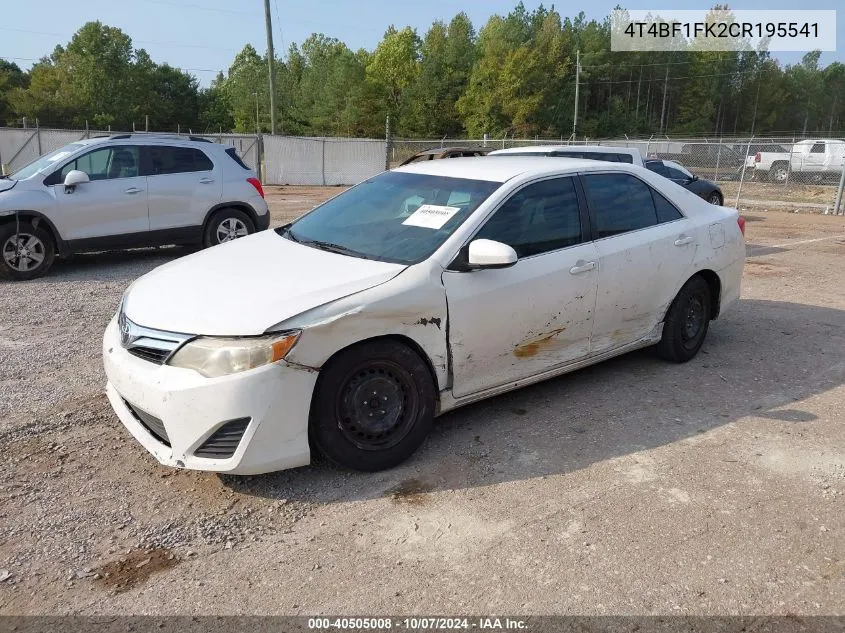 2012 Toyota Camry Se/Le/Xle VIN: 4T4BF1FK2CR195541 Lot: 40505008