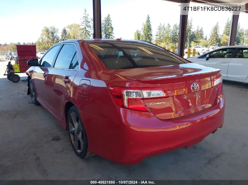 2012 Toyota Camry Se Limited Edition VIN: 4T1BF1FK8CU636227 Lot: 40521555