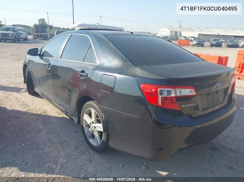 2012 Toyota Camry Se/Le/Xle VIN: 4T1BF1FK0CU040495 Lot: 40528856