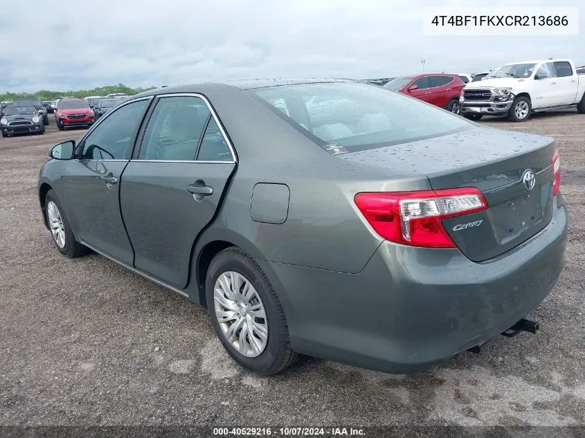 2012 Toyota Camry Le VIN: 4T4BF1FKXCR213686 Lot: 40529216