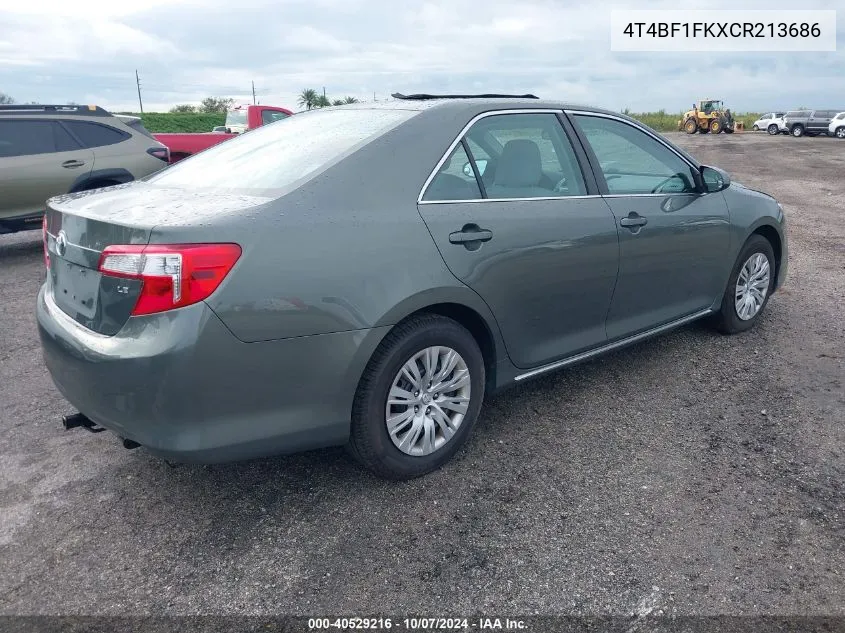 2012 Toyota Camry Le VIN: 4T4BF1FKXCR213686 Lot: 40529216