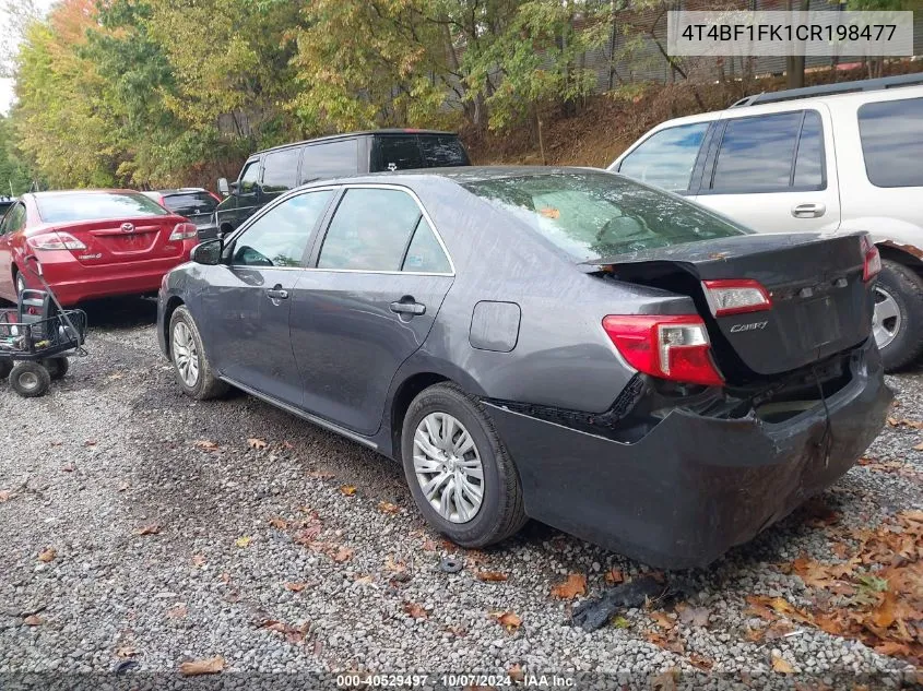 2012 Toyota Camry Se/Le/Xle VIN: 4T4BF1FK1CR198477 Lot: 40529497