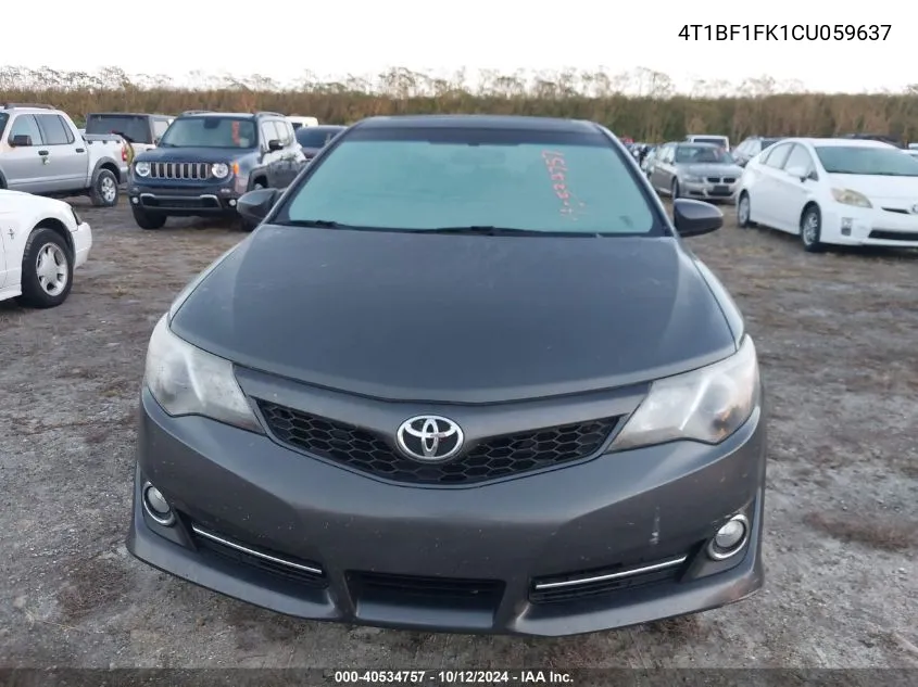 2012 Toyota Camry Se VIN: 4T1BF1FK1CU059637 Lot: 40534757