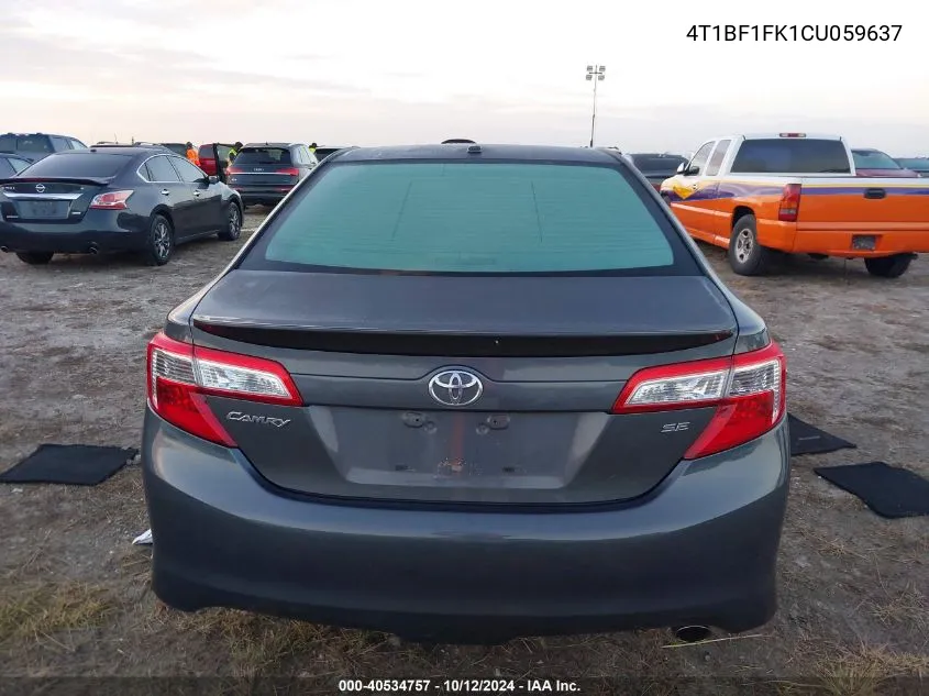 2012 Toyota Camry Se VIN: 4T1BF1FK1CU059637 Lot: 40534757