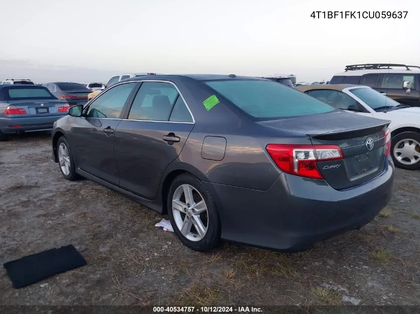 2012 Toyota Camry Se VIN: 4T1BF1FK1CU059637 Lot: 40534757