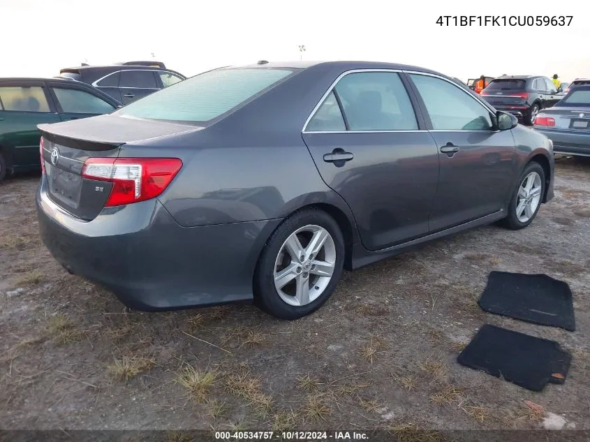 2012 Toyota Camry Se VIN: 4T1BF1FK1CU059637 Lot: 40534757