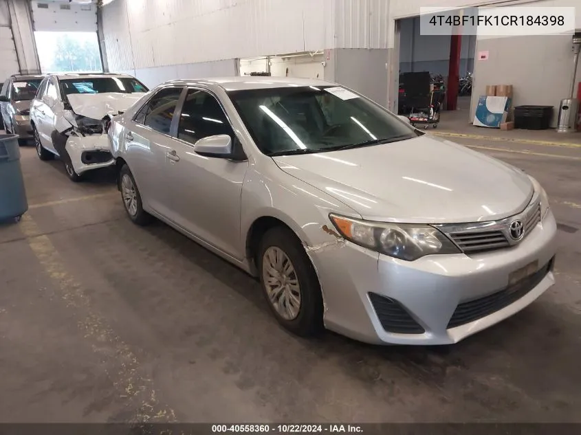 4T4BF1FK1CR184398 2012 Toyota Camry L