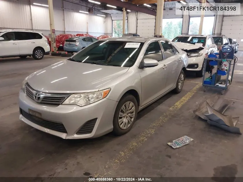 4T4BF1FK1CR184398 2012 Toyota Camry L