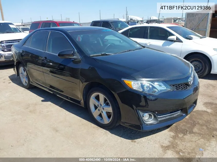 2012 Toyota Camry Se VIN: 4T1BF1FK2CU129386 Lot: 40562490