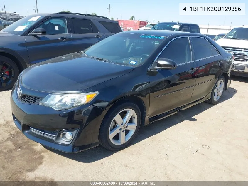 2012 Toyota Camry Se VIN: 4T1BF1FK2CU129386 Lot: 40562490