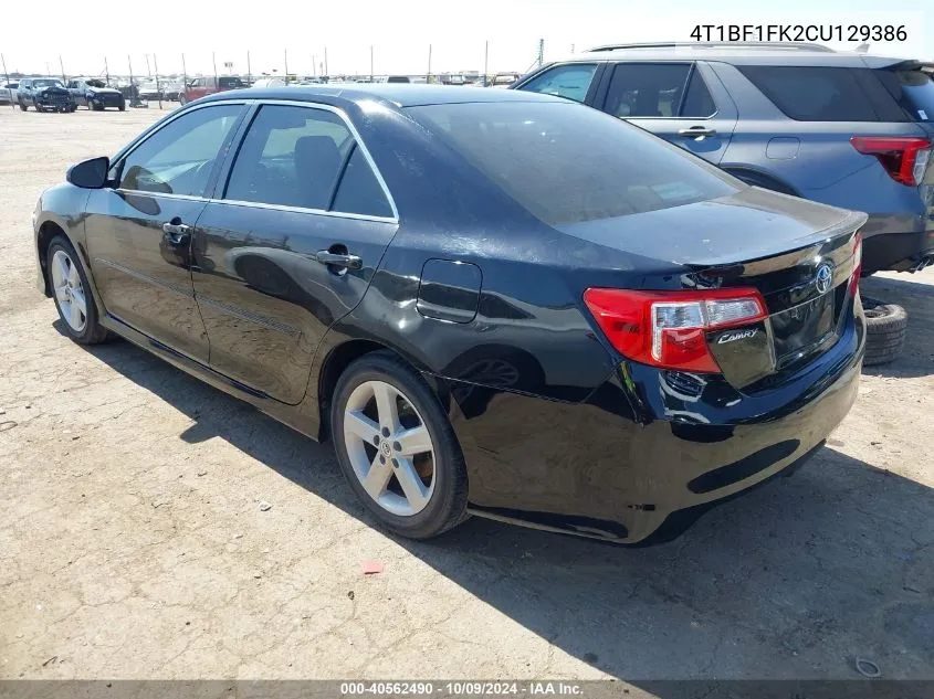 2012 Toyota Camry Se VIN: 4T1BF1FK2CU129386 Lot: 40562490