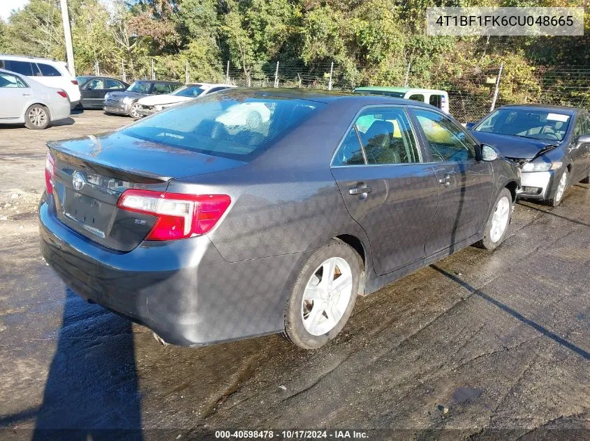 2012 Toyota Camry Se VIN: 4T1BF1FK6CU048665 Lot: 40598478