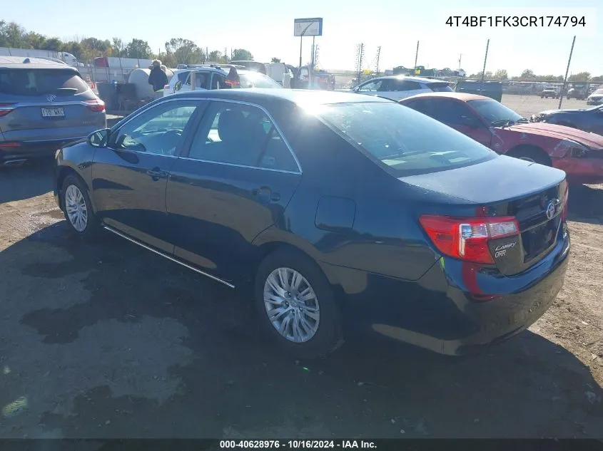 4T4BF1FK3CR174794 2012 Toyota Camry Le