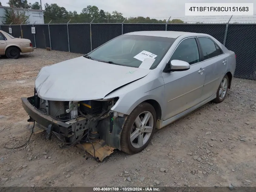 2012 Toyota Camry Se VIN: 4T1BF1FK8CU151683 Lot: 40691789