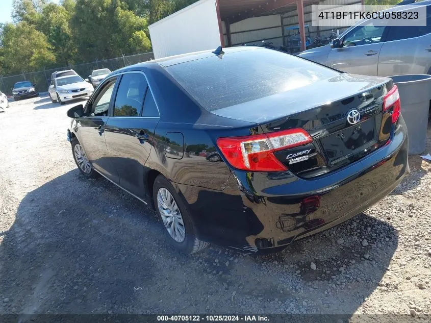 2012 Toyota Camry Le VIN: 4T1BF1FK6CU058323 Lot: 40705122