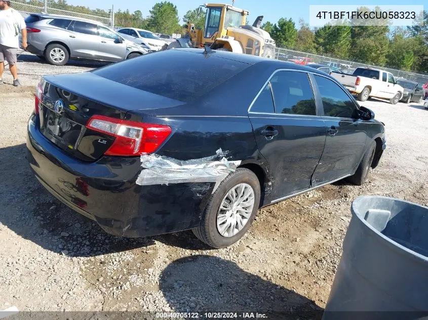 2012 Toyota Camry Le VIN: 4T1BF1FK6CU058323 Lot: 40705122