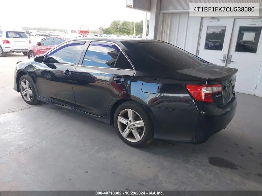 2012 Toyota Camry Se VIN: 4T1BF1FK7CU538080 Lot: 40710302