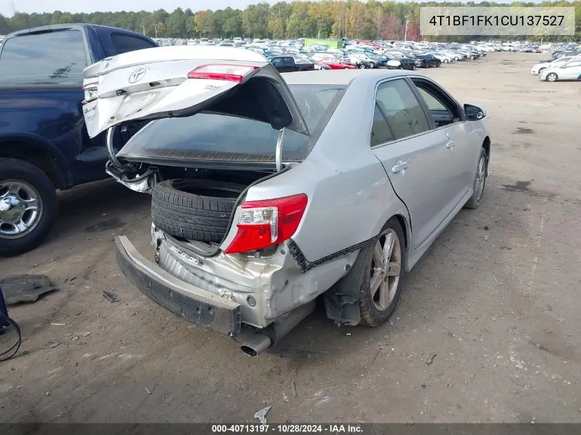 2012 Toyota Camry Se VIN: 4T1BF1FK1CU137527 Lot: 40713197