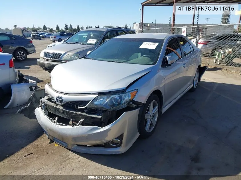 2012 Toyota Camry Se VIN: 4T1BF1FK7CU611416 Lot: 40715455