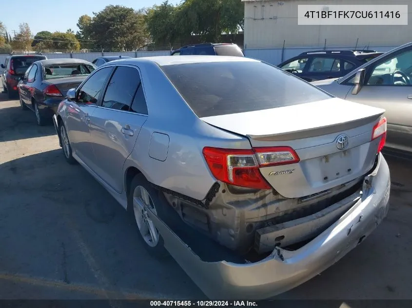 2012 Toyota Camry Se VIN: 4T1BF1FK7CU611416 Lot: 40715455